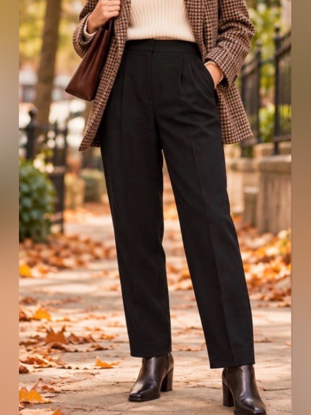 Vintage Amanda Smith 100% Pure Wool Black High Rise Trousers Size 12